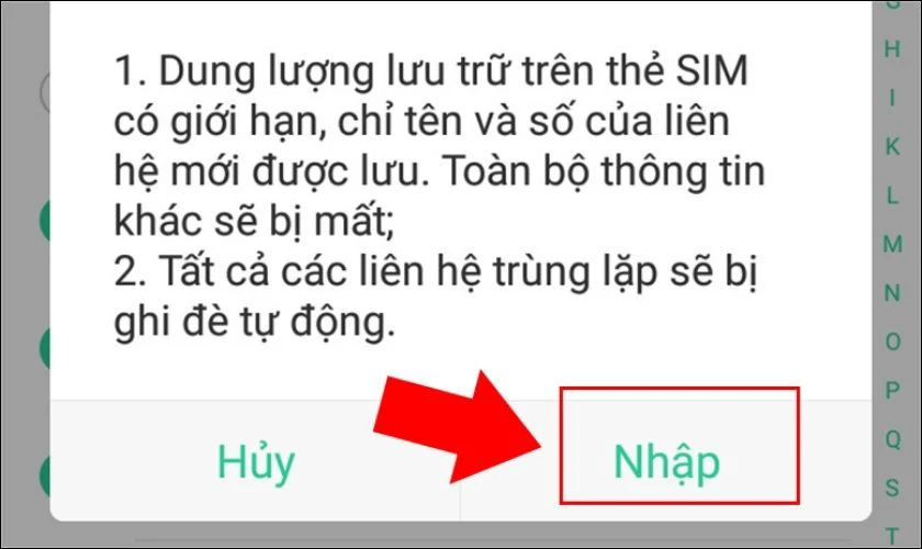 Chọn xong thì bấm Nhập để xác nhận