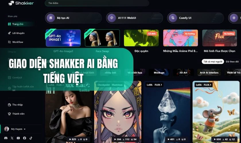 Giao diện Shakker AI bằng tiếng Việt