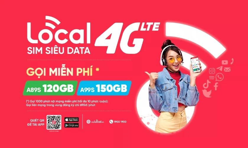 Gói cước A89S của SIM Local