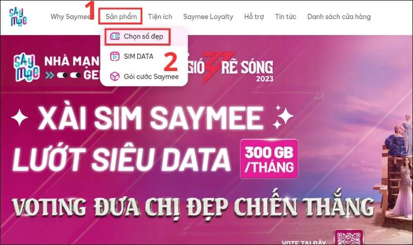 Hướng dẫn mua SIM Saymee online qua Website