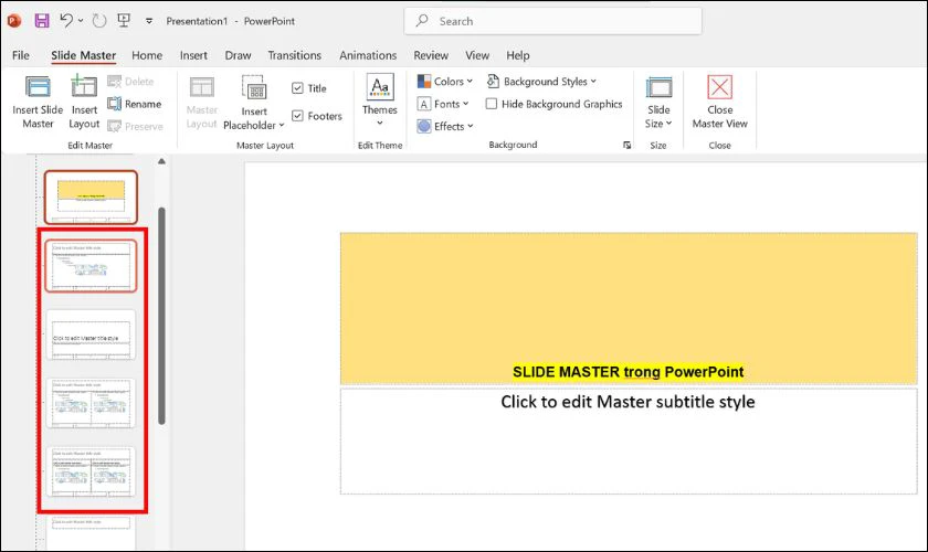 Cách định dạng Slide Master
