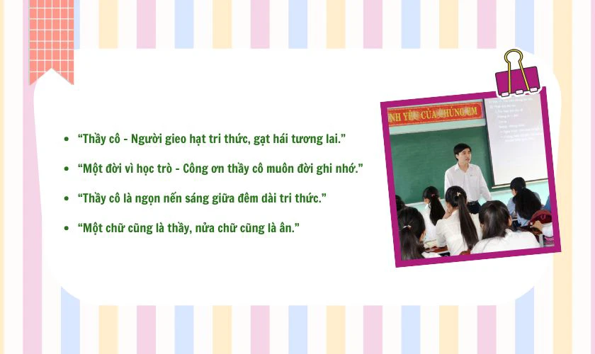 Slogan 20/11 ca ngợi công ơn thầy cô