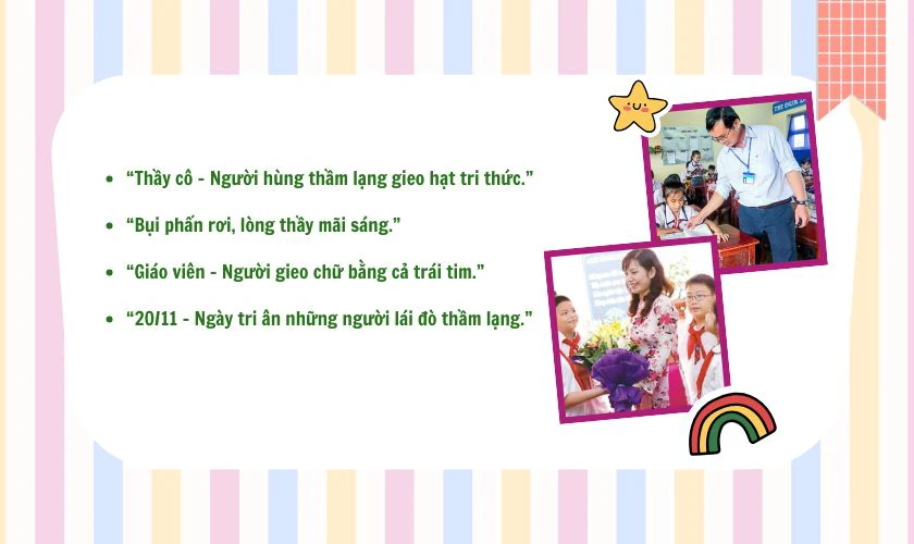 Slogan về 20/11 cho giáo viên 2025