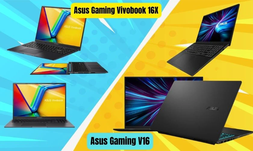 So sánh Asus Gaming V16 và Asus Gaming Vivobook 16X về thiết kế
