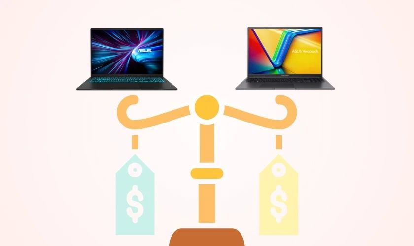 Về mức giá, Asus Gaming V16 rẻ hơn Asus Gaming Vivobook 16X