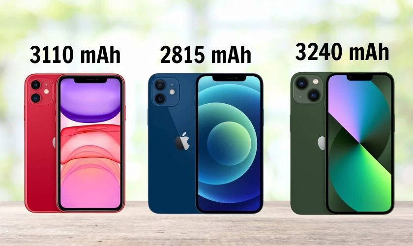 So sánh dung lượng pin các dòng iPhone 11, 12, 13