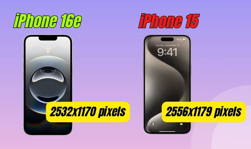 So sánh iPhone 16e và iPhone 15 về màn hình