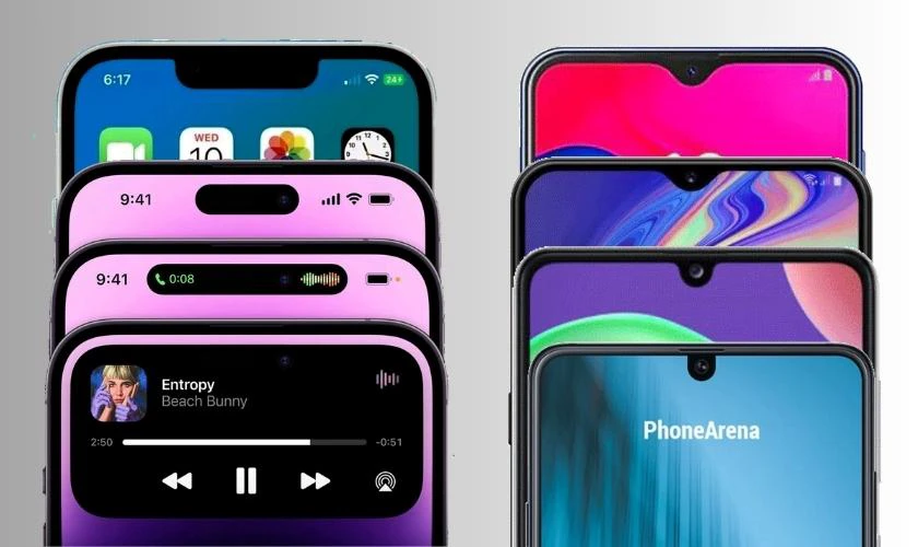 Sự khác nhau về thiết kế màn hình giữa iPhone và Samsung