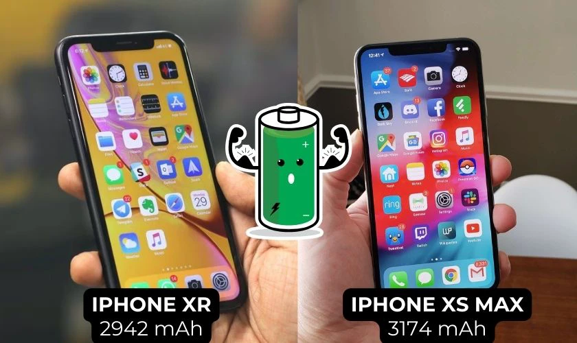 Dung lượng và khả năng tiết kiệm pin của iPhone XS Max vượt trội hơn XR