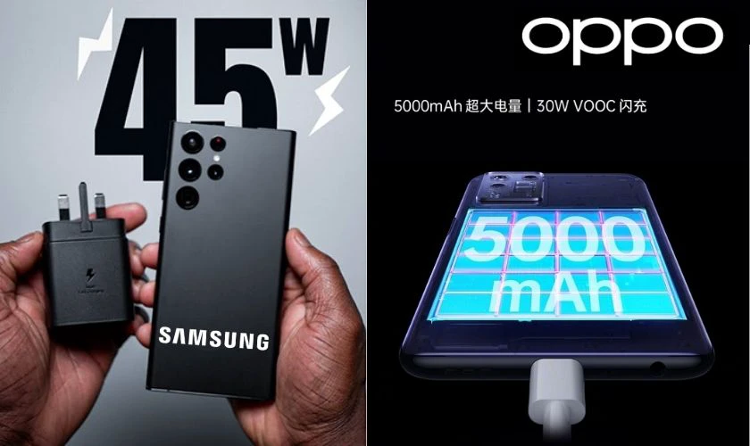 So sánh thời gian sử dụng và sạc của OPPO và Samsung