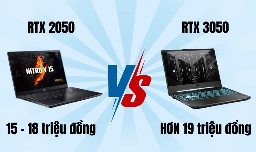 So sánh RTX 2050 và RTX 3050 trên laptop gaming về giá bán