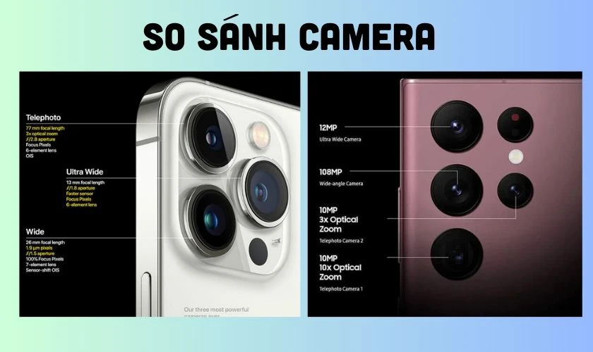 So sánh S22 Ultra và iPhone 13 Pro Max chi tiết về camera