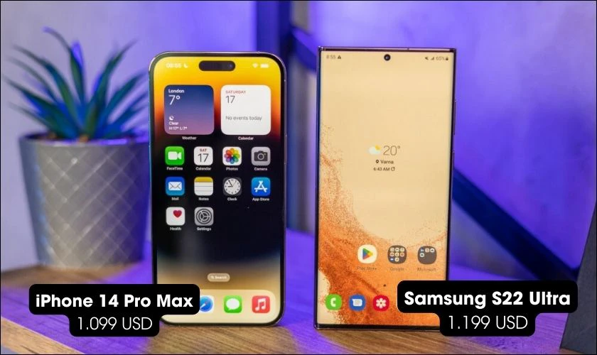 Samsung S22 Ultra có giá khởi điểm cao hơn so với iPhone 14 Pro Max