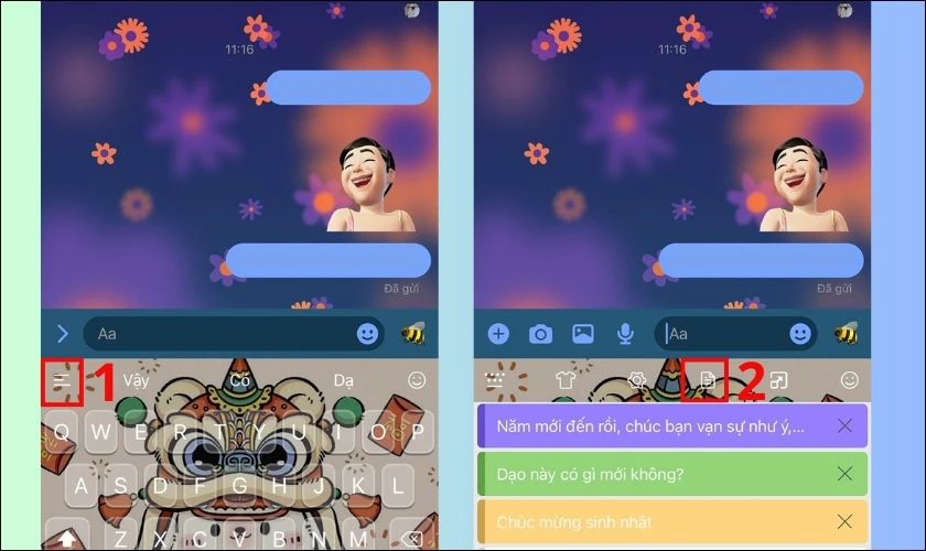 Nhấn vào dấu 3 gạch bên trái bàn phím và chọn vào icon hình tài liệu