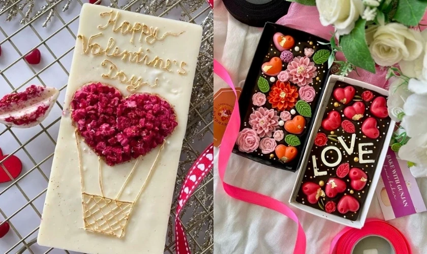 Thanh socola valentine in họa tiết nổi độc đáo