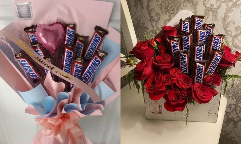 Socola Valentine dạng bó snickers