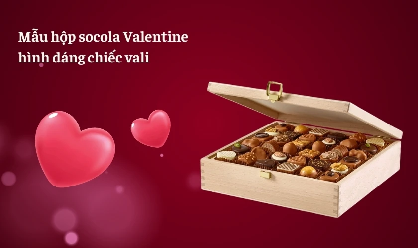 Mẫu hộp socola Valentine đẹp có hình dáng chiếc vali