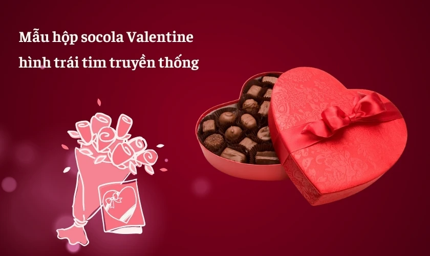Hộp socola Valentine hình trái tim truyền thống