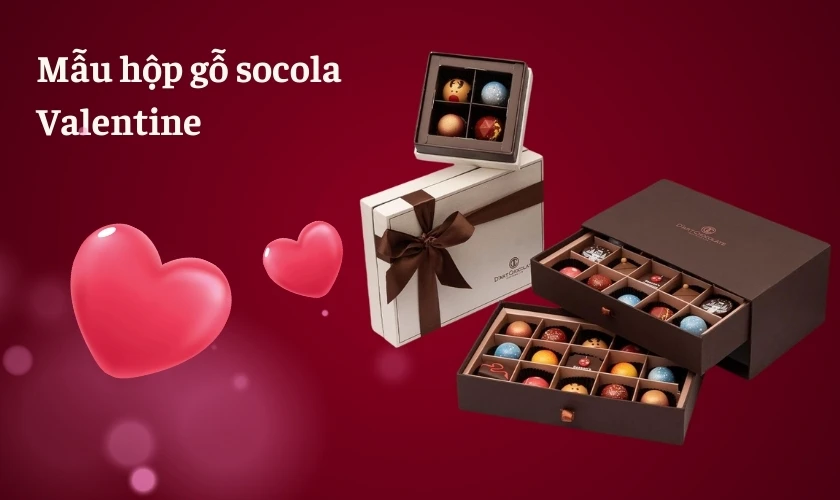 Mẫu hộp gỗ socola Valentine 