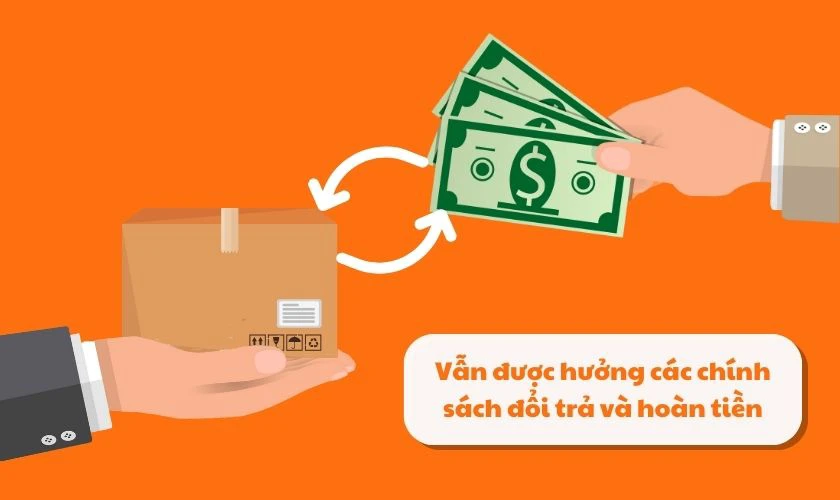 Vẫn được hưởng các chính sách đổi trả và hoàn tiền