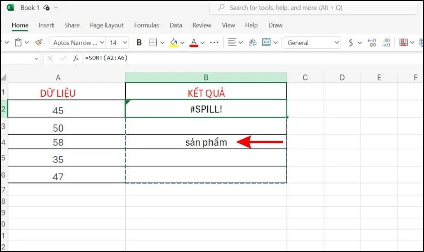 Nguyên nhân gây lỗi #SPILL trong Excel - Kết quả bị giới hạn trong phạm vị nhất định