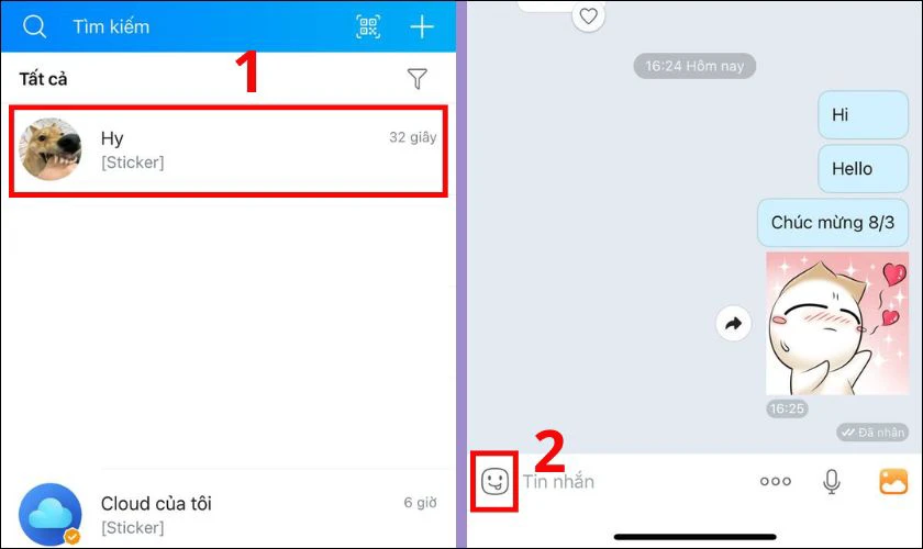 Cách gửi sticker 8/3 trên Zalo