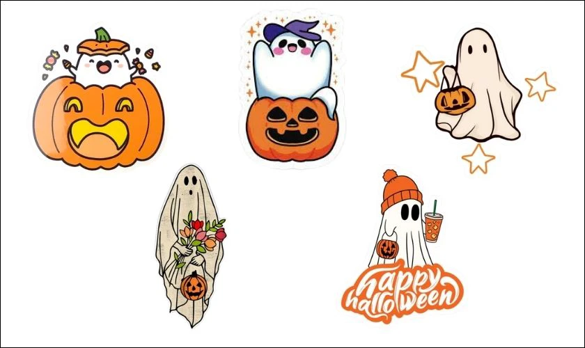 Nhãn dán Halloween trên điện thoại, máy tính