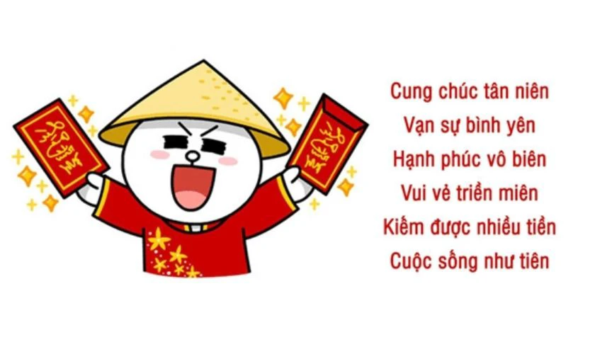 Sticker Tết 2026 chủ đề lời chúc