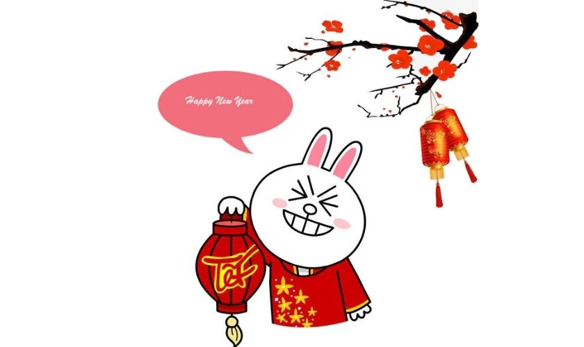 Sticker thỏ chúc Tết