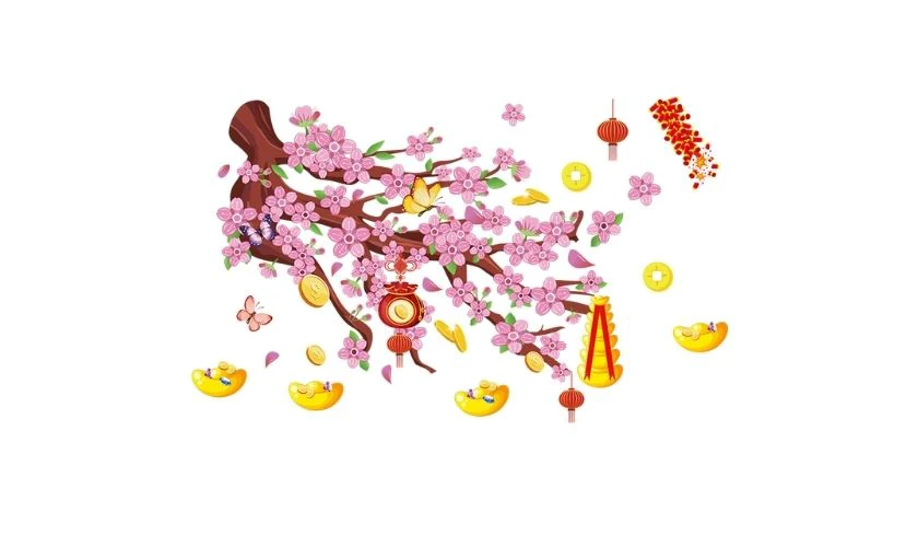 Sticker Tết về hoa đào