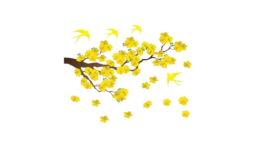 Sticker về hoa mai