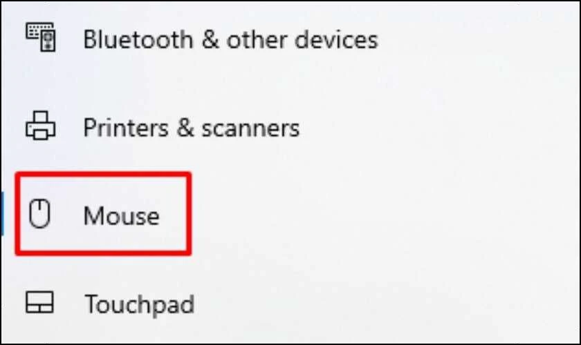 Chọn vào mục Mouse