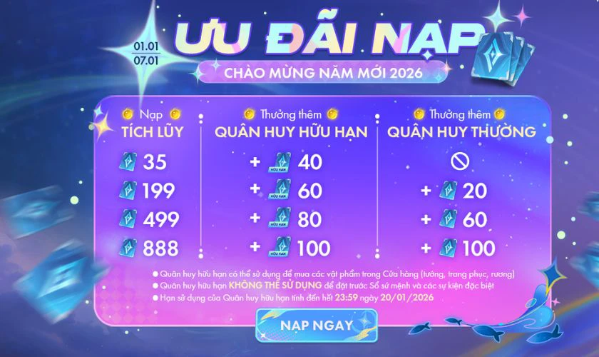 Tận dụng ưu đãi nạp