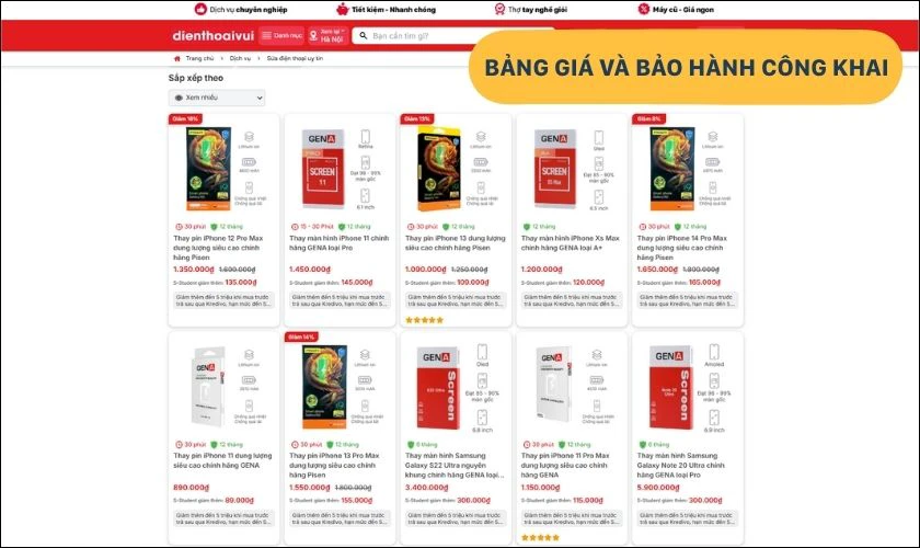 Chọn trung tâm có bảng giá công khai và chi tiết