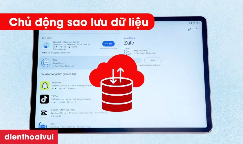 Sao lưu dữ liệu m&aacute;y t&iacute;nh bảng trước khi sửa