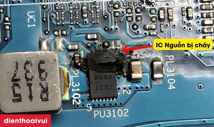 IC nguồn bị cháy