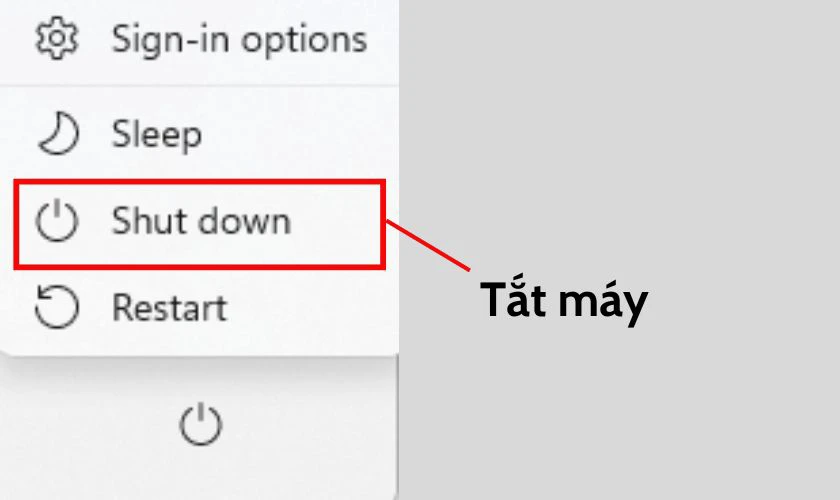 Tắt nguồn laptop