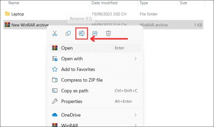 Đổi tên file ZIP trên máy tính