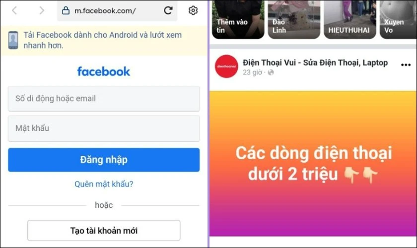 Bạn cần đăng nhập tài khoản Facebook