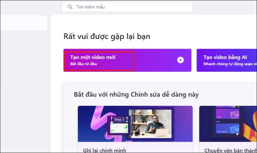 Nhấn Tạo một video mới