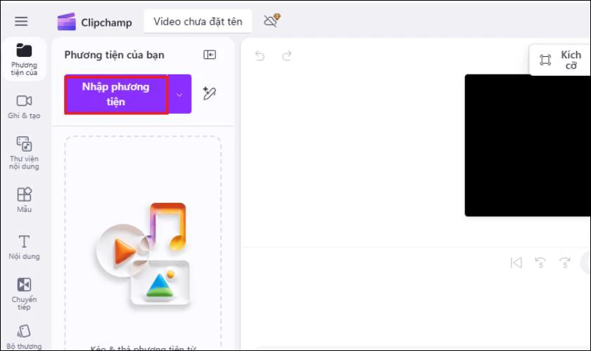Chọn Nhập phương tiện