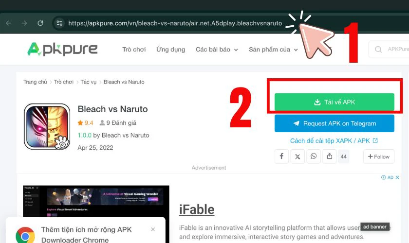 Cách tải Bleach vs Naruto 3.6 trên Android
