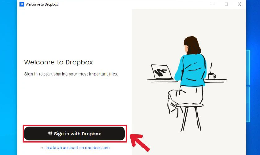 Nhấn vào dòng chữ Sign in with Dropbox