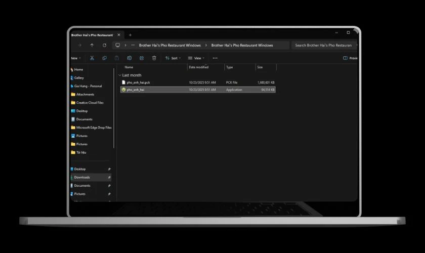 Mở thư mục game vừa giải nén