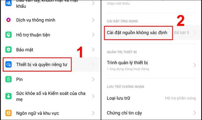 Cho phép cài đặt ứng dụng không rõ nguồn gốc