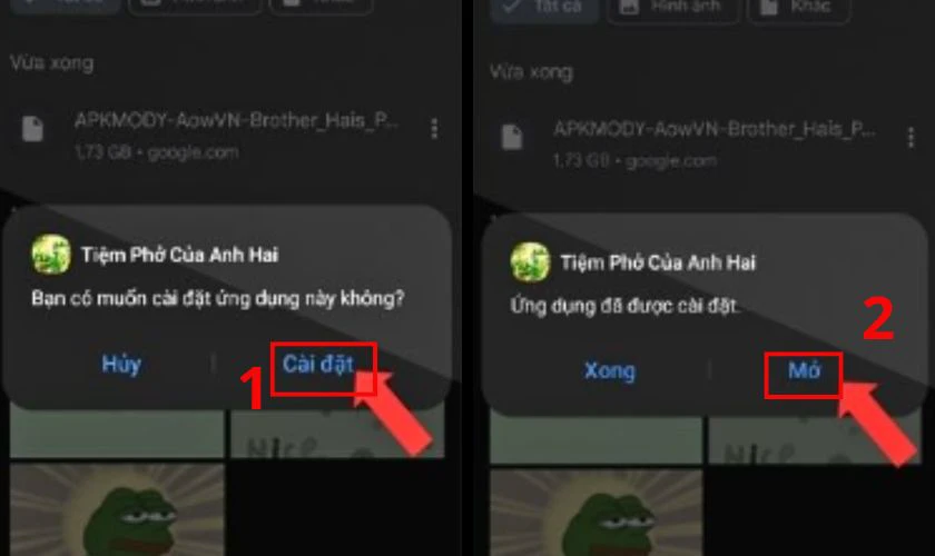 Mở file cài đặt game Phở anh Hai