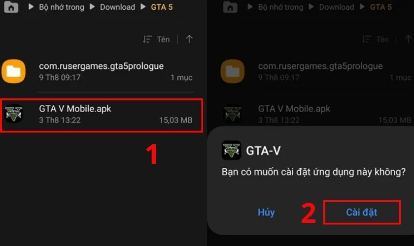 Tìm file APK trong thư mục vừa giải nén