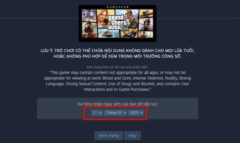  Nhập độ tuổi chính xác