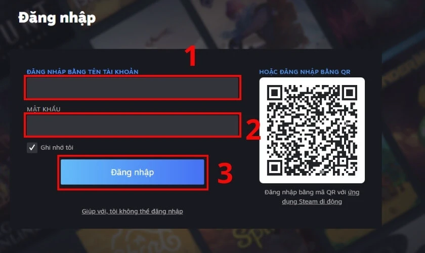 Đăng ký hoặc đăng nhập tài khoản Steam cá nhân
