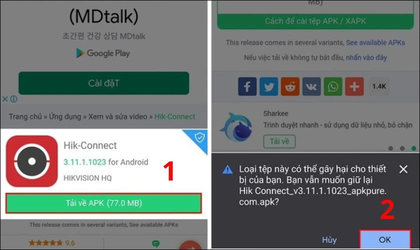 Tải Hik-connect cho điện thoại Android bằng file APK